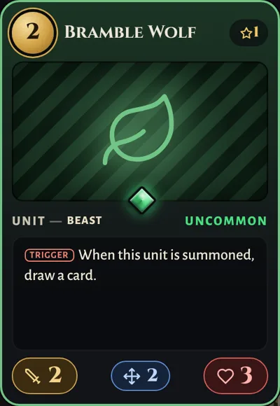 Bramble Wolf, a Nature unit card