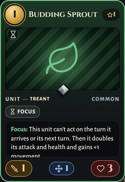 Budding Sprout, a Nature unit card