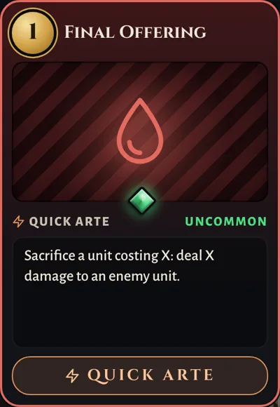 Final Offering, a Blood Quick Arte card